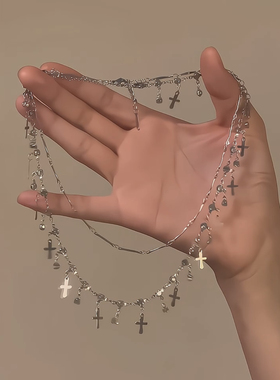 泰酷辣！甜酷十字架气质轻奢小众设计感高级感锁骨链配饰颈链女