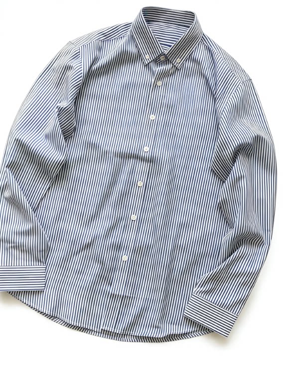thumbnail for Left small size collar horizontal strip two-color thin vertical strip shirt 44120709