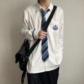 JK衬衫 现货 春季 衬衣长袖 尼奇私立 原创刺绣DK制服学院风情侣款
