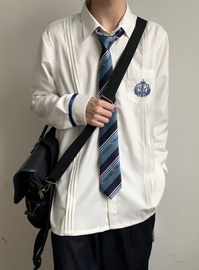现货 尼奇私立 原创刺绣DK制服学院风情侣款春季衬衣长袖JK衬衫