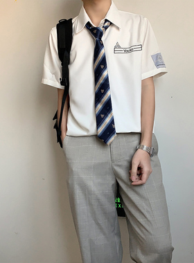 NiKi原创 优蔻中学部 原创刺绣JK/DK制服学院风夏季短袖情侣衬衫