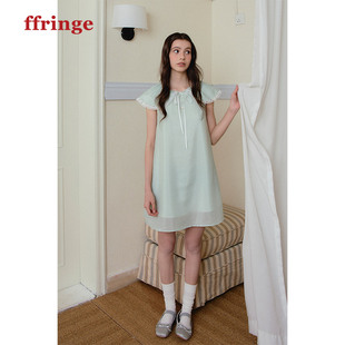 ffringe 薄荷色大娃娃领3粒扣a字裙