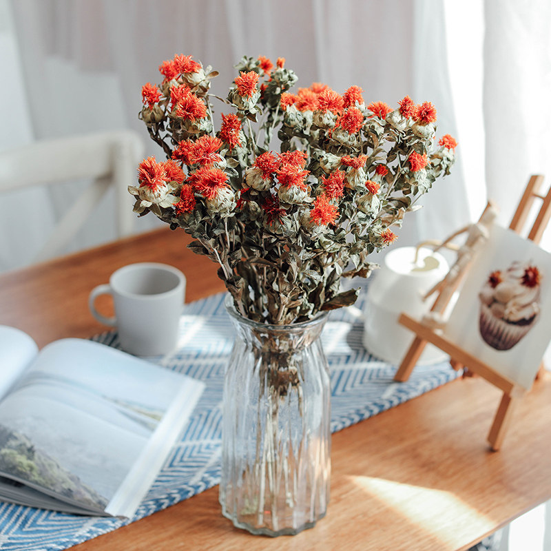 橙菠萝干花花束植物插花橱窗装饰软装配饰花艺结婚新房小清新红花