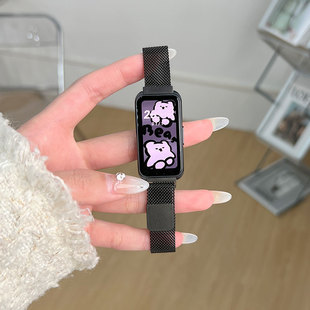 适用keep b4手环表带B4 lite米兰磁吸B4腕带竹节单珠智能运动手环手腕带手表带金属透气