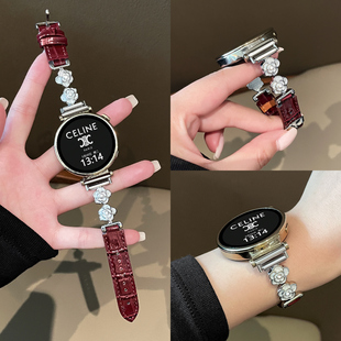 watch5pro智能女表41mm真皮GT4小众GT3女款 适用华为GT6表带手表GT5新款 GT2秋冬高级感荣耀手表带 山茶花