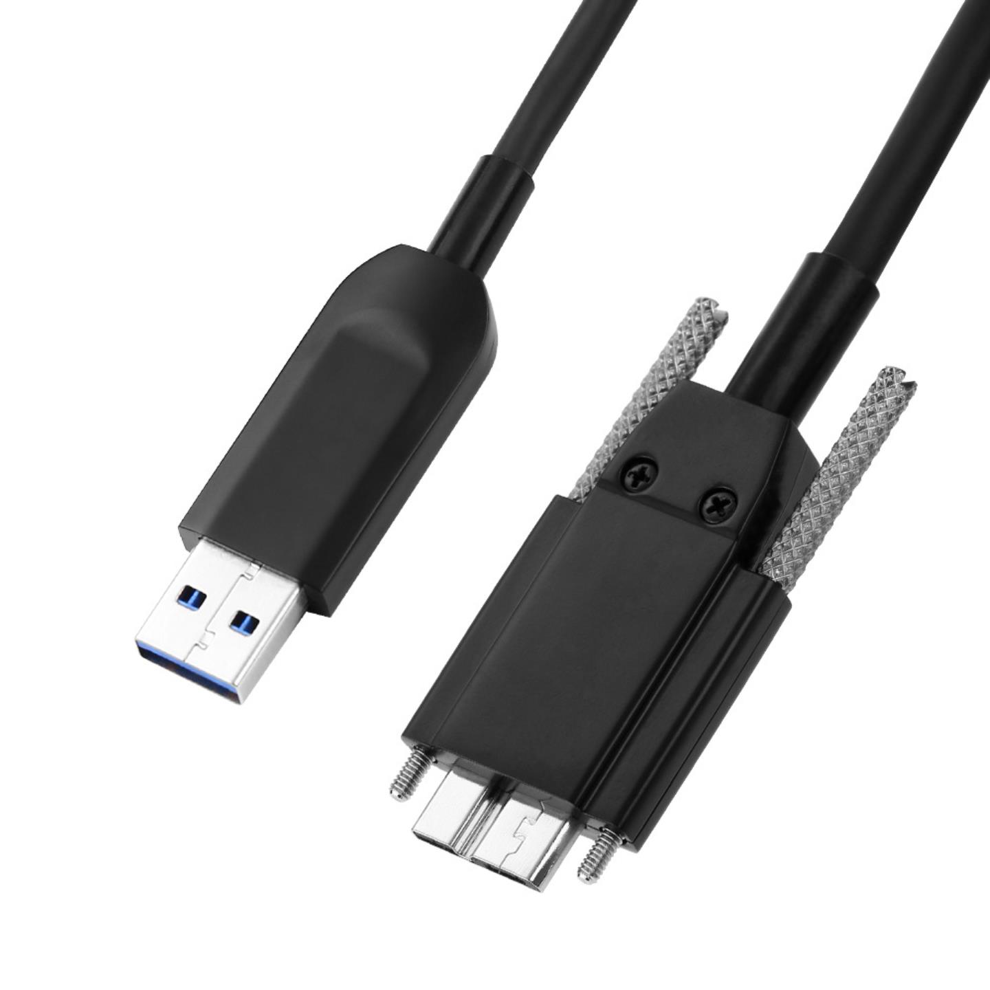 USB30工业相机线缆Micro-B公数据线带锁高柔拖链光纤AOC连接