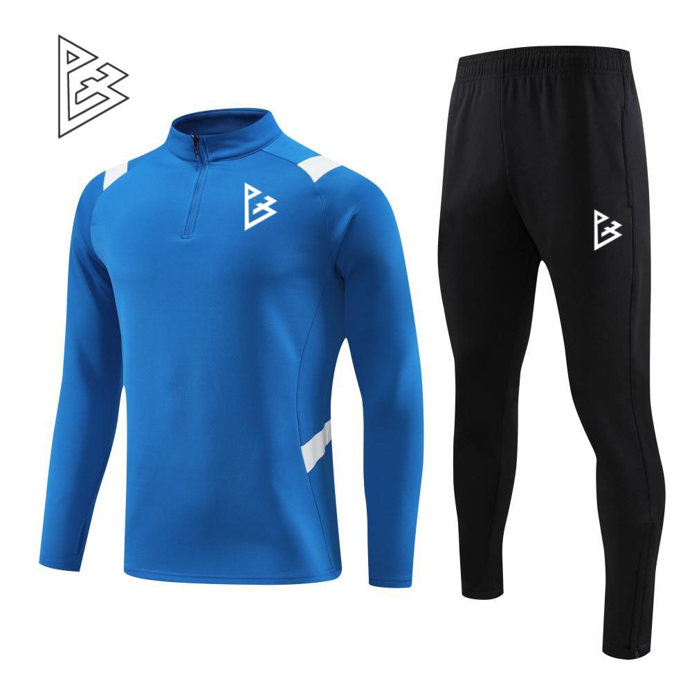 加绒儿童半拉链赛前出场秋冬款卫衣足球训练服运动套装男跑步长袖