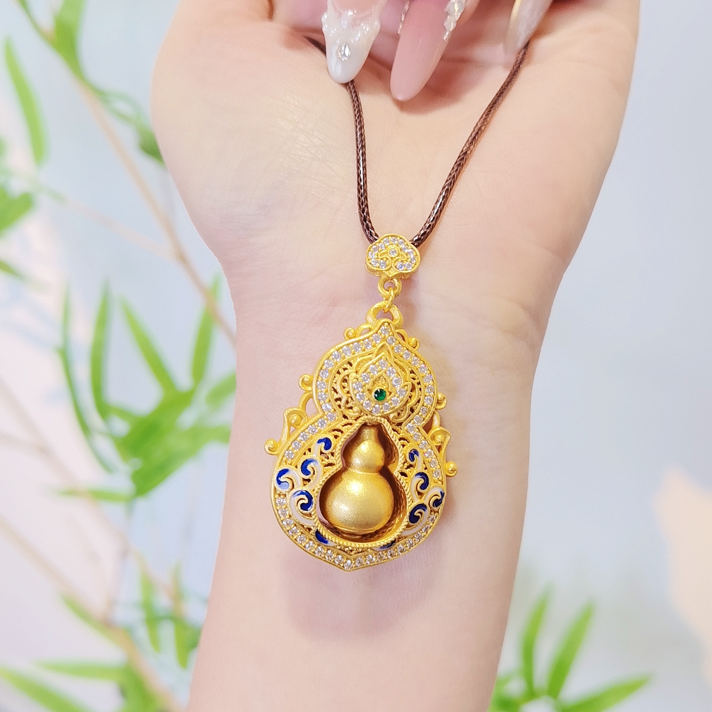 福禄吉祥足银999双面镂空吊坠