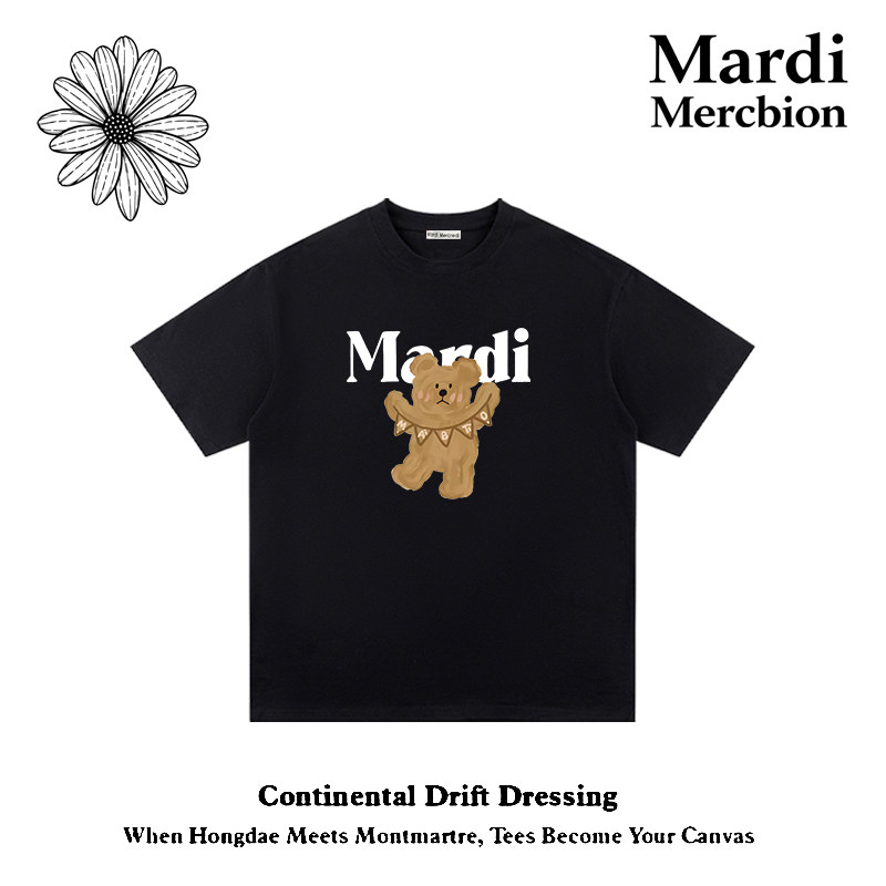 Mardi Mercredi韩版正品卡通小熊印花短袖T恤男女宽松纯棉上衣图片