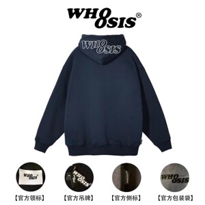 WHOOSIS（不知其名）刺绣logo帽衫基础百搭春秋卫衣情侣男女校园