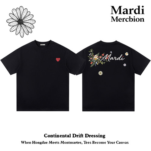 MardiMercredi纯棉花卉短袖T恤