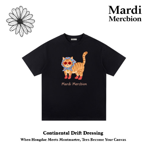 MardiMercredi猫咪纯棉短袖T恤