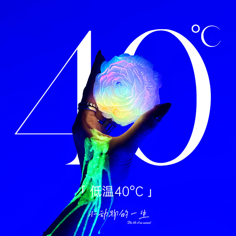 香薰低温蜡烛夜光牡丹花40度情侣字母情调可撕拉荧光红色渐变反光