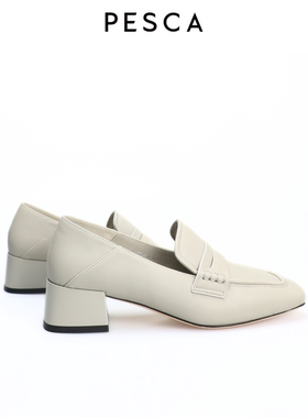 2025新款法式复古风方头粗跟乐福鞋女百搭一脚蹬单鞋