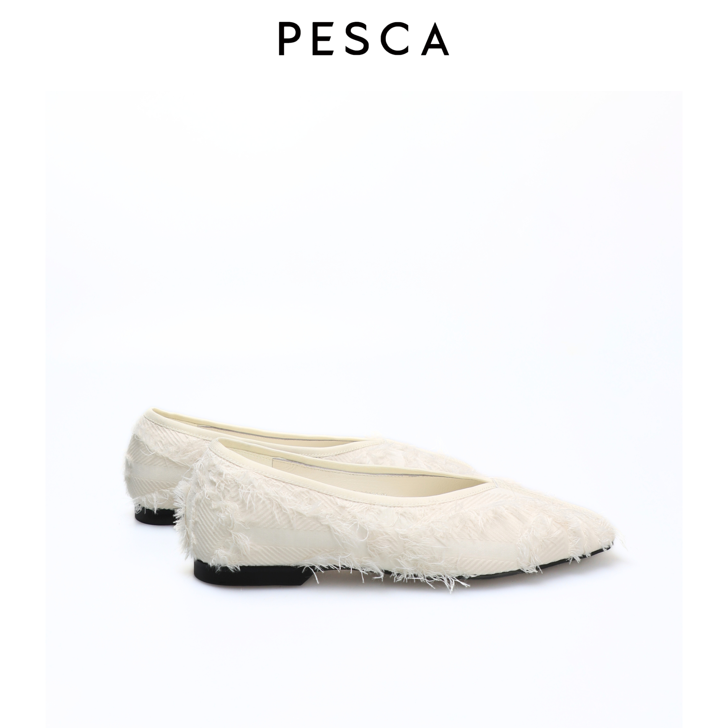 PESCA 2025新款法式复古风方头平底单鞋女浅口芭蕾舞鞋