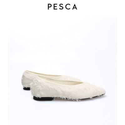 PESCA 2025新款法式复古风方头平底单鞋女浅口芭蕾舞鞋