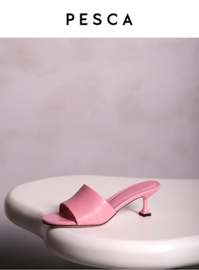 PESCA/Naomi 超稳设计款高跟舒适夏季新款通勤百搭简约穆勒凉拖鞋