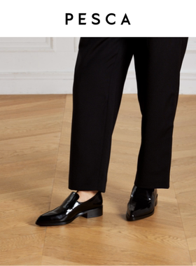 PESCA/Roda 真皮尖头平跟一脚蹬通勤百搭简约舒适牛皮单鞋乐福鞋