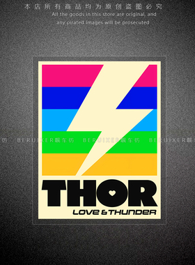汽车贴纸闪电THOR创意卡通电动摩托车行李箱车身划痕玻璃装饰贴纸