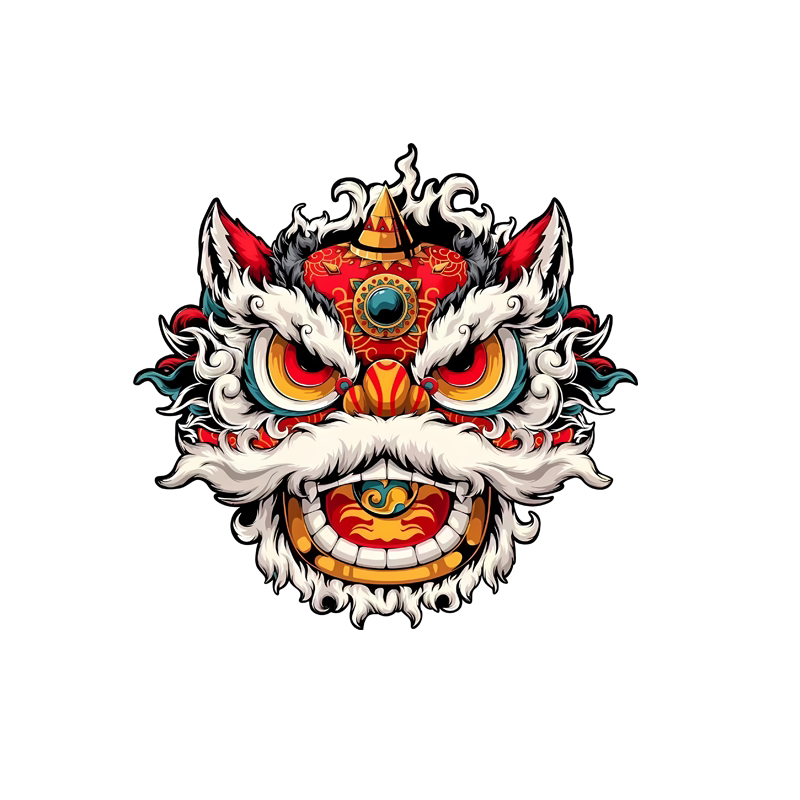 国潮狮子车贴中国风醒狮个性车贴
