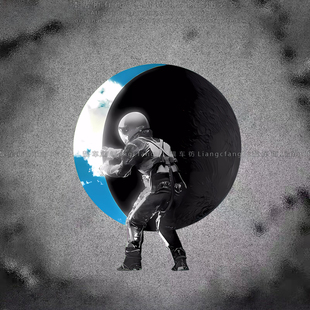 汽车贴纸宇航员拨开月亮门天空宇宙电动摩托车机箱个性创意装饰贴