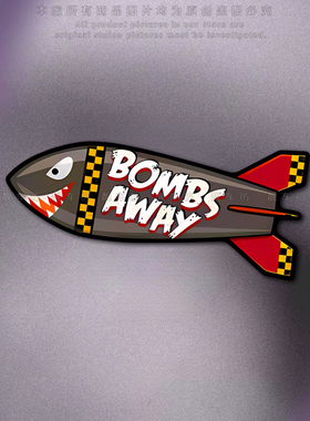 可爱鲨鱼炮弹BOMBS反光车贴电动摩托车电脑头盔个性防水装饰贴纸