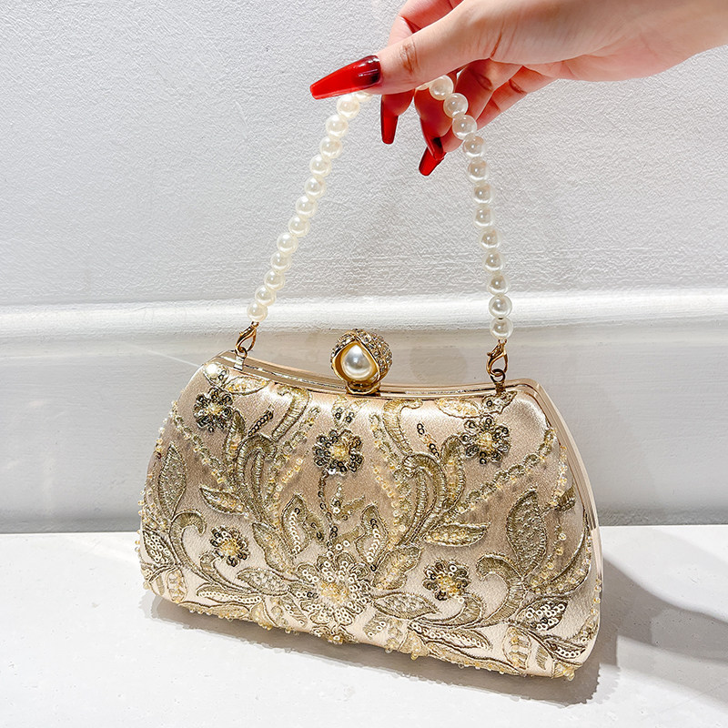 旗袍包包新中式手提包珠绣结婚婚包新娘喜妈妈婚宴手包晚宴手拎包