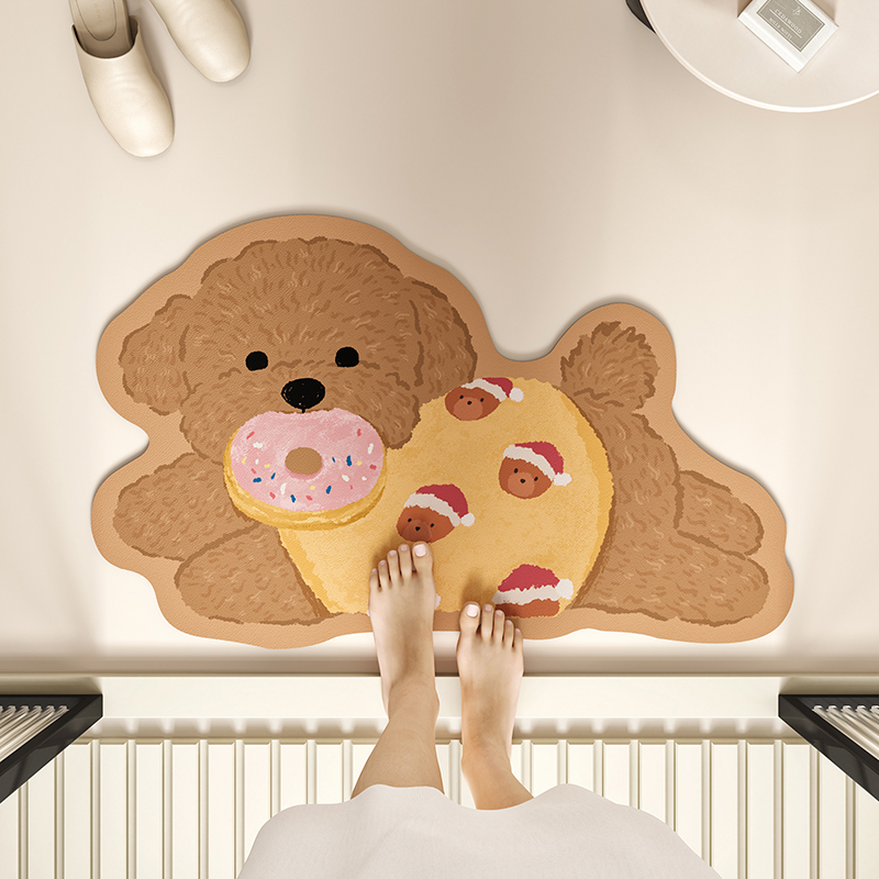 卡通狗狗造型浴室地垫卫生间门口防滑吸水软垫厕所速干脚垫