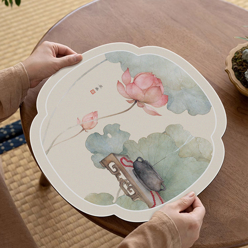 禅意茶席新中式茶杯垫硅藻泥沥水垫茶桌茶台茶几茶具隔热吸水垫