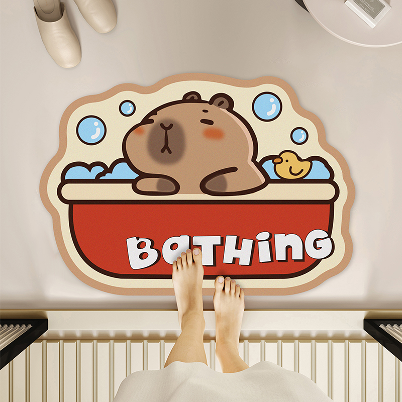 硅藻泥卡通造型浴室吸水防滑软垫