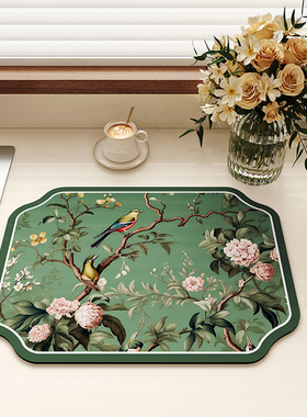 中式喜鹊厨房台面沥水垫硅藻泥吸水垫桌面餐具干燥垫杯垫茶台垫子