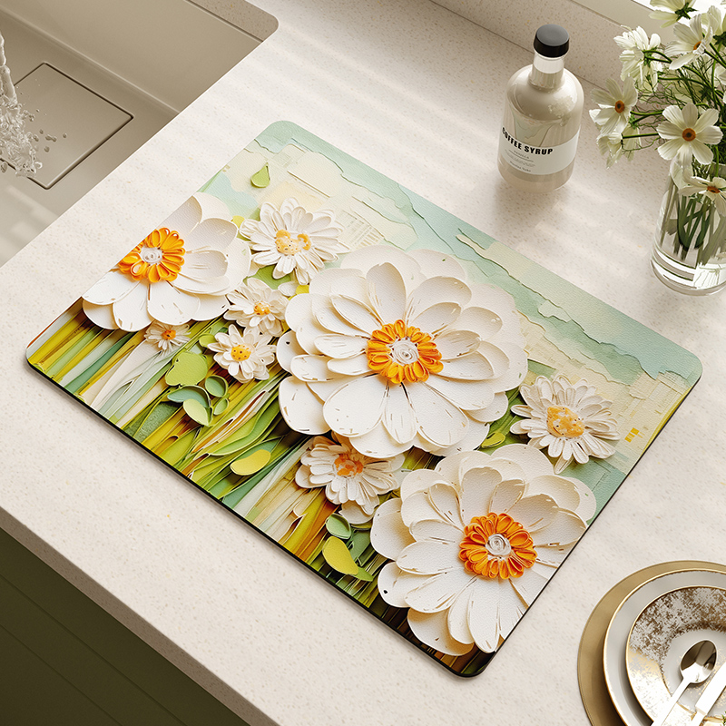 3D小雏菊厨房硅藻泥沥水垫