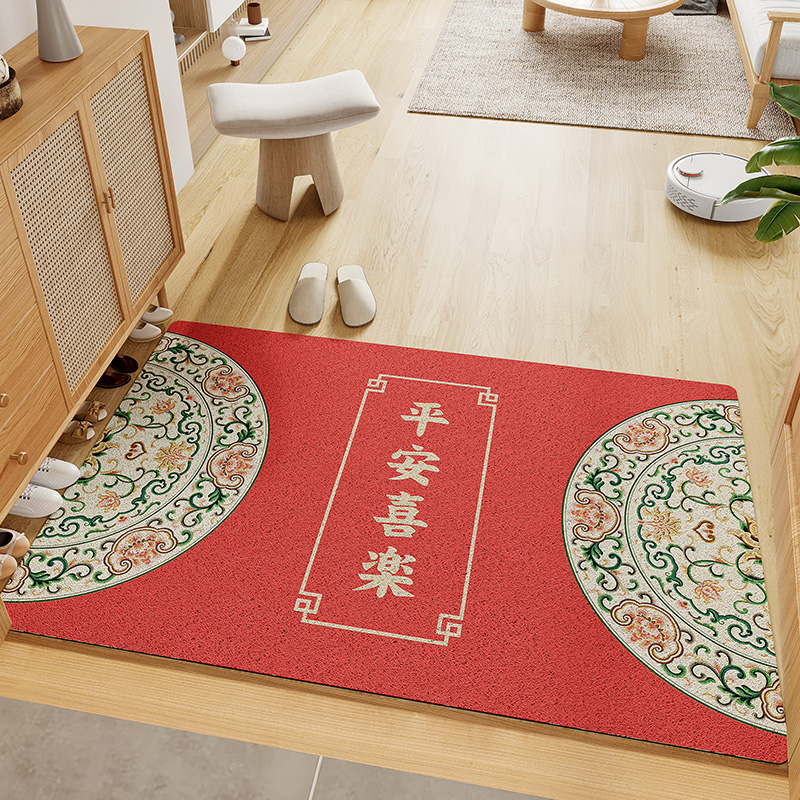 中式红色可定制丝圈入户门垫