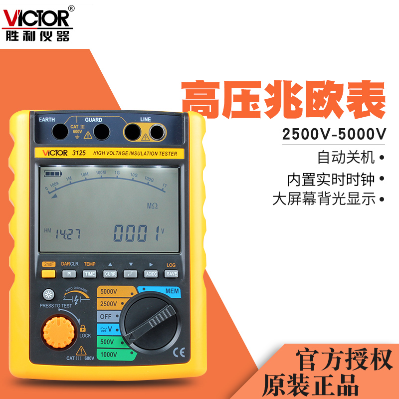 胜利数字兆欧表VC3125/VC3123/VC3126绝缘电阻测试仪500~5000V