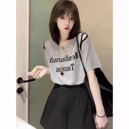 欧货冰丝针织短袖T恤女夏季