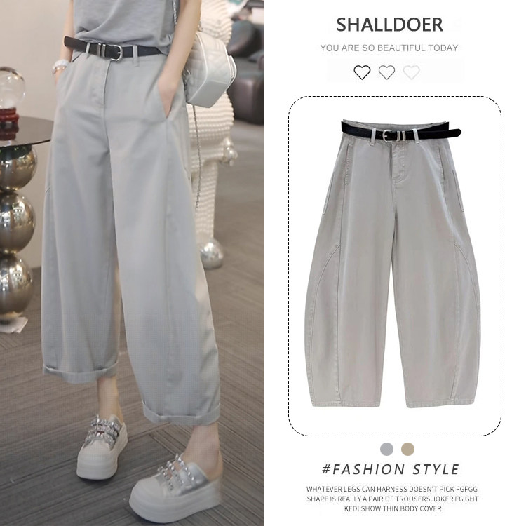 休闲花苞设计感八分工装裤2026夏季新款宽松显瘦时尚百搭洋气裤子