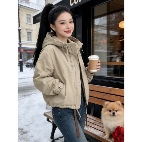 欧货洋气连帽冲锋衣外套女春秋