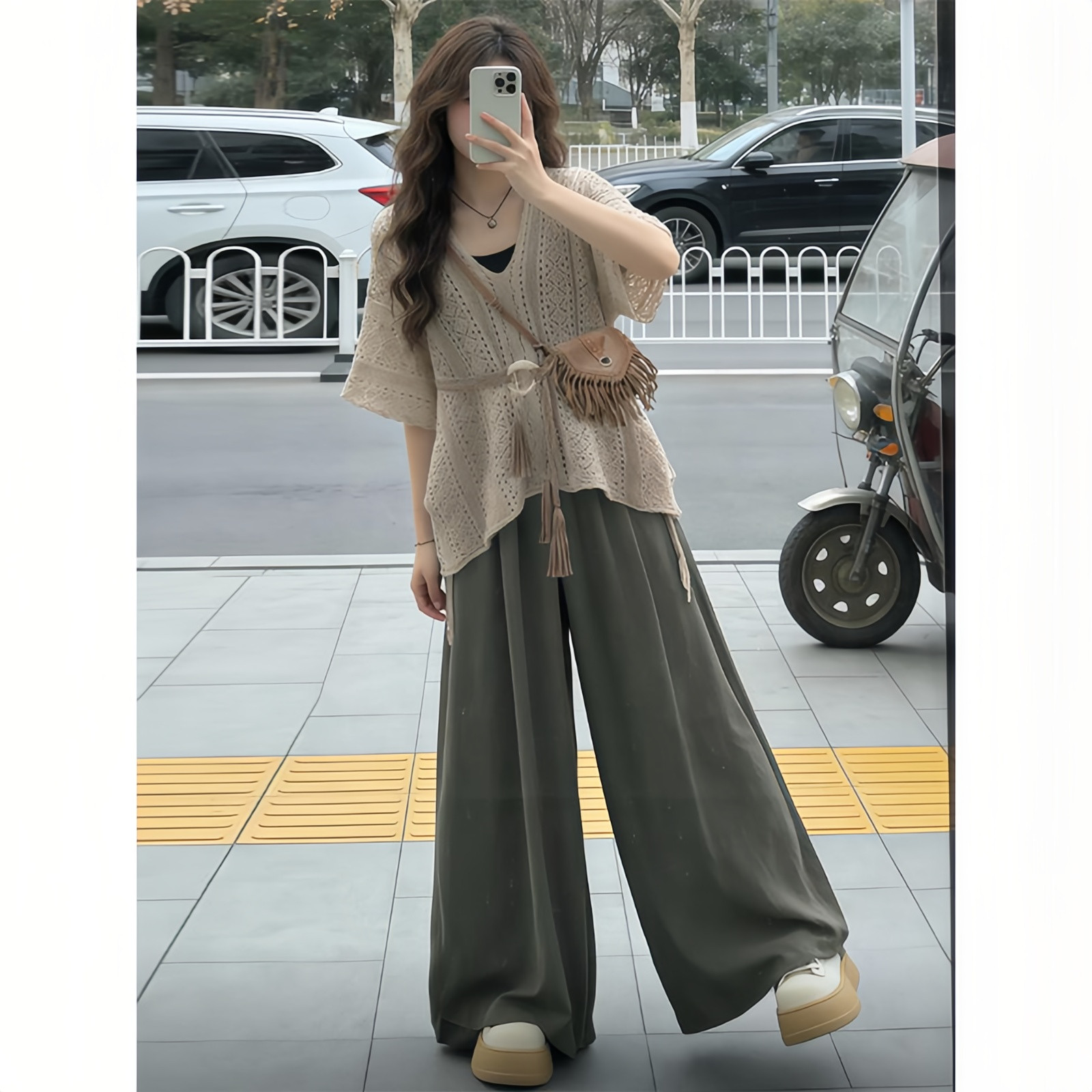 2026夏季新款度假风旅游一整套穿搭女镂空罩衫上衣半身裙裤两件套