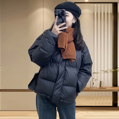 黑色短款羽绒棉服女款轻薄小个子2026新款冬季加厚面包服夹棉外套