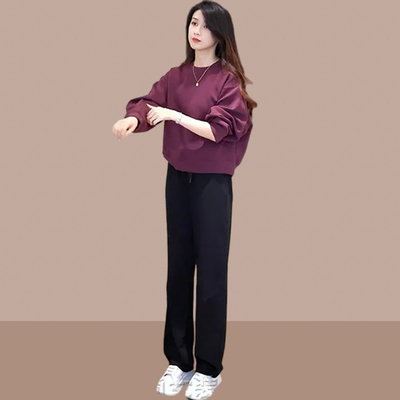 春装搭配一整套小个子穿搭春秋季新款女装套装大码女装胖mm两件套