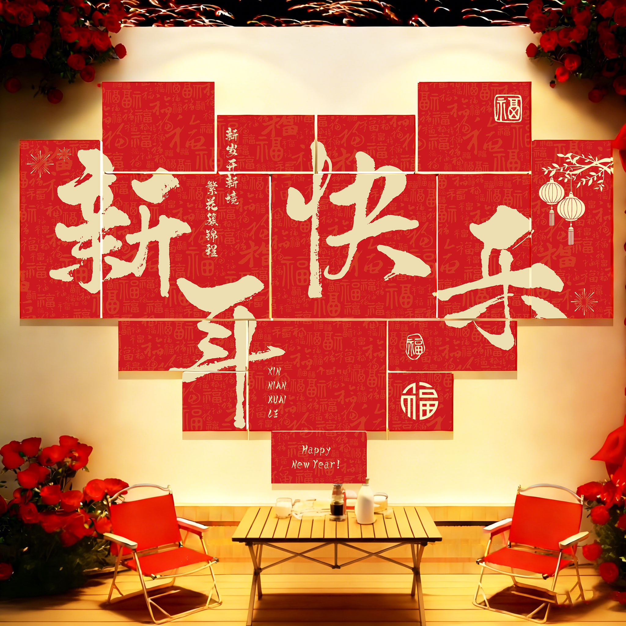 2026跨新年快乐元旦春节装饰品网红打卡拍照氛围布置造景形象墙贴,家居饰品,文化墙贴,淘宝优惠券,粉丝福利购,淘宝优惠卷