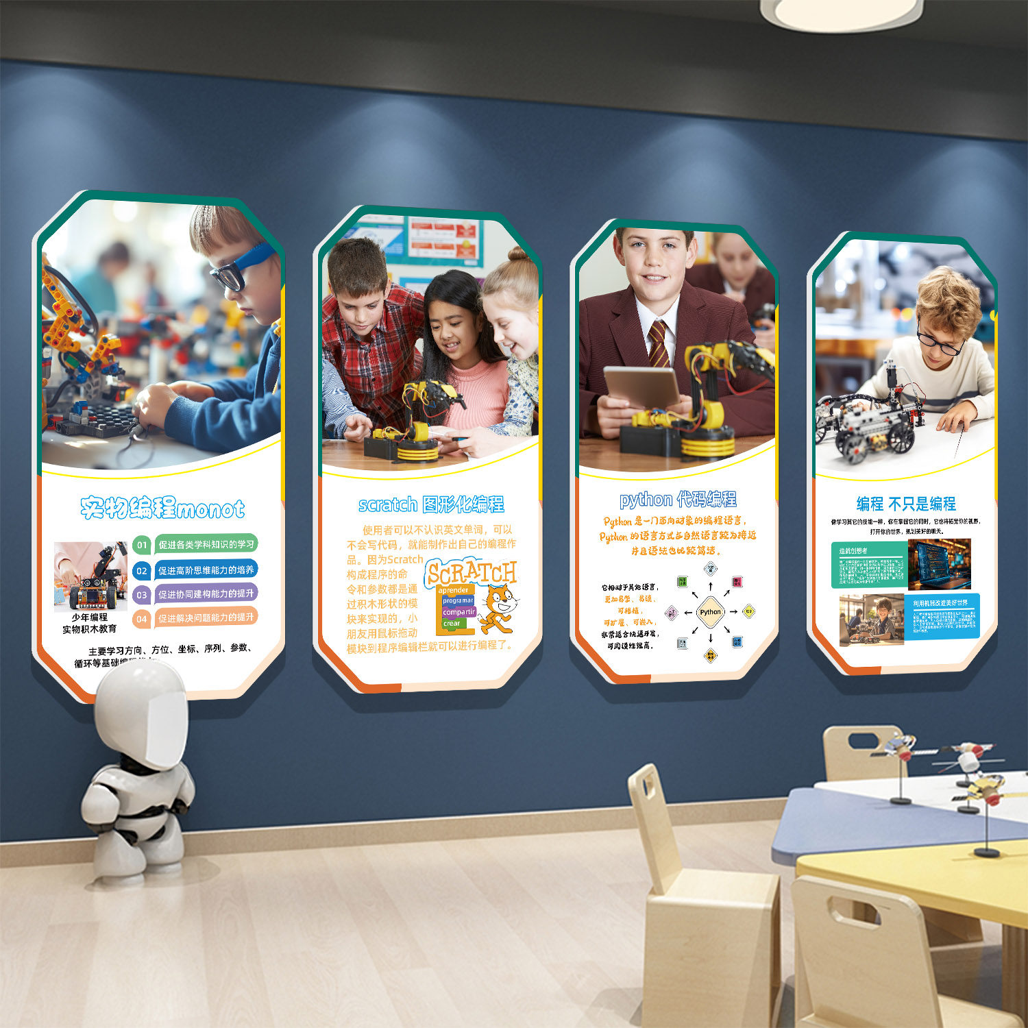 少儿编程机构机器人教室装饰墙贴