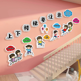 幼儿园楼梯墙面装饰环创布置装饰托管班教室安全教育形象文化墙贴
