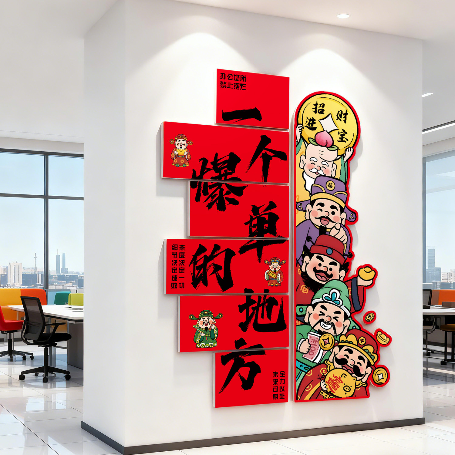 办公室墙贴标语开门红氛围布置