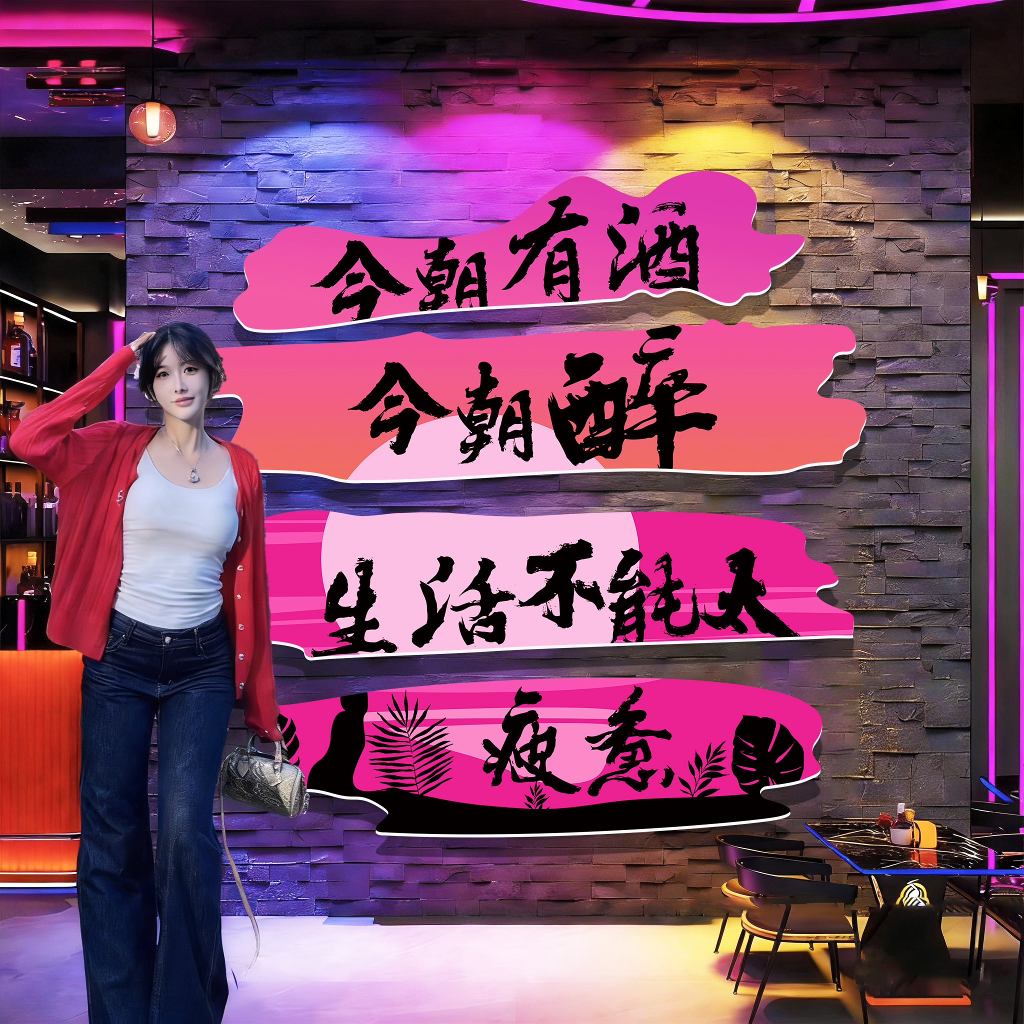 酒吧墙面装饰民谣小酒馆餐饮店卡氛围布置壁画网红打文化背景墙贴