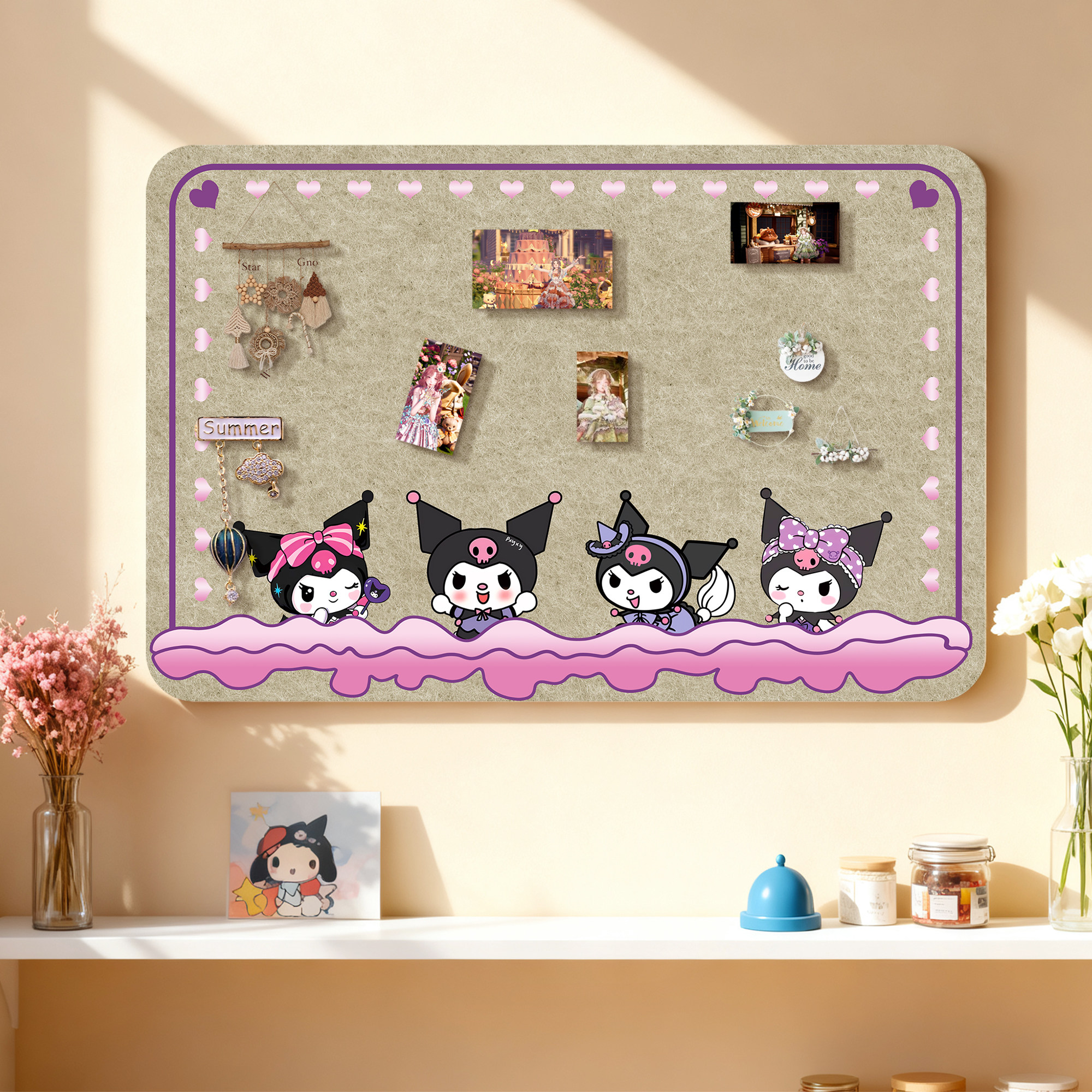 毛毡墙贴儿童房间幼儿园布置装饰照片墙展示板免打孔不伤墙库洛米