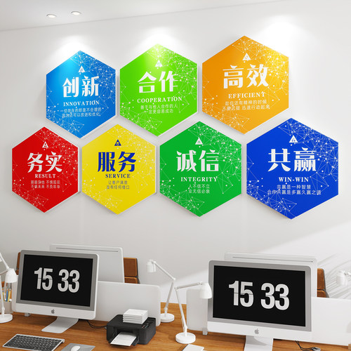 办公室氛围布置企业文化墙公司进门形象墙面装饰挂画励志标语贴纸