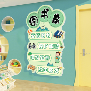 图书角文化墙布置幼儿园环创阅读区域标识挂牌小班级教室墙面装饰