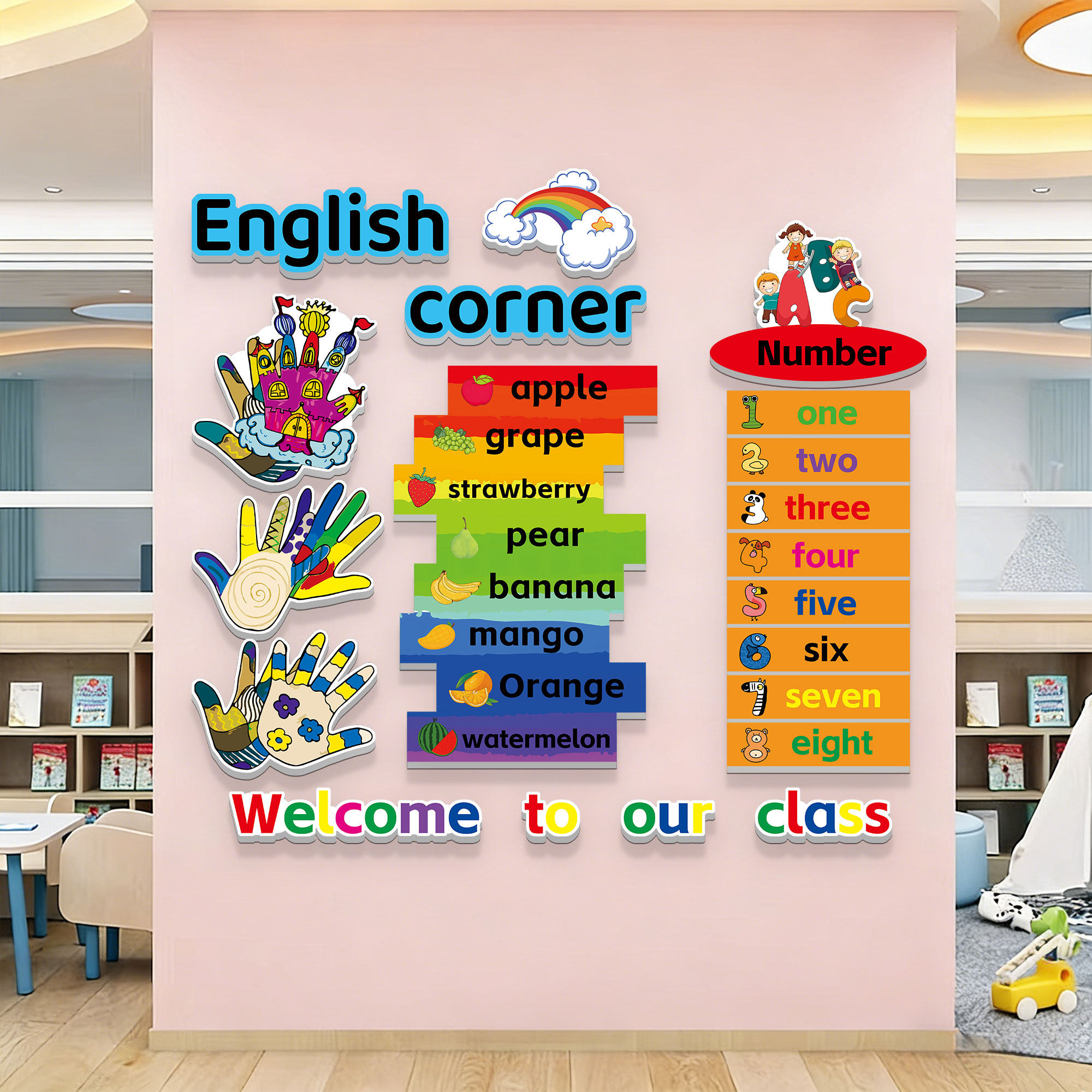 英语教室布置装饰环创幼儿园英文绘本馆培训机构班级文化背景墙贴,家居饰品,文化墙贴,淘宝优惠券,粉丝福利购,淘宝优惠卷