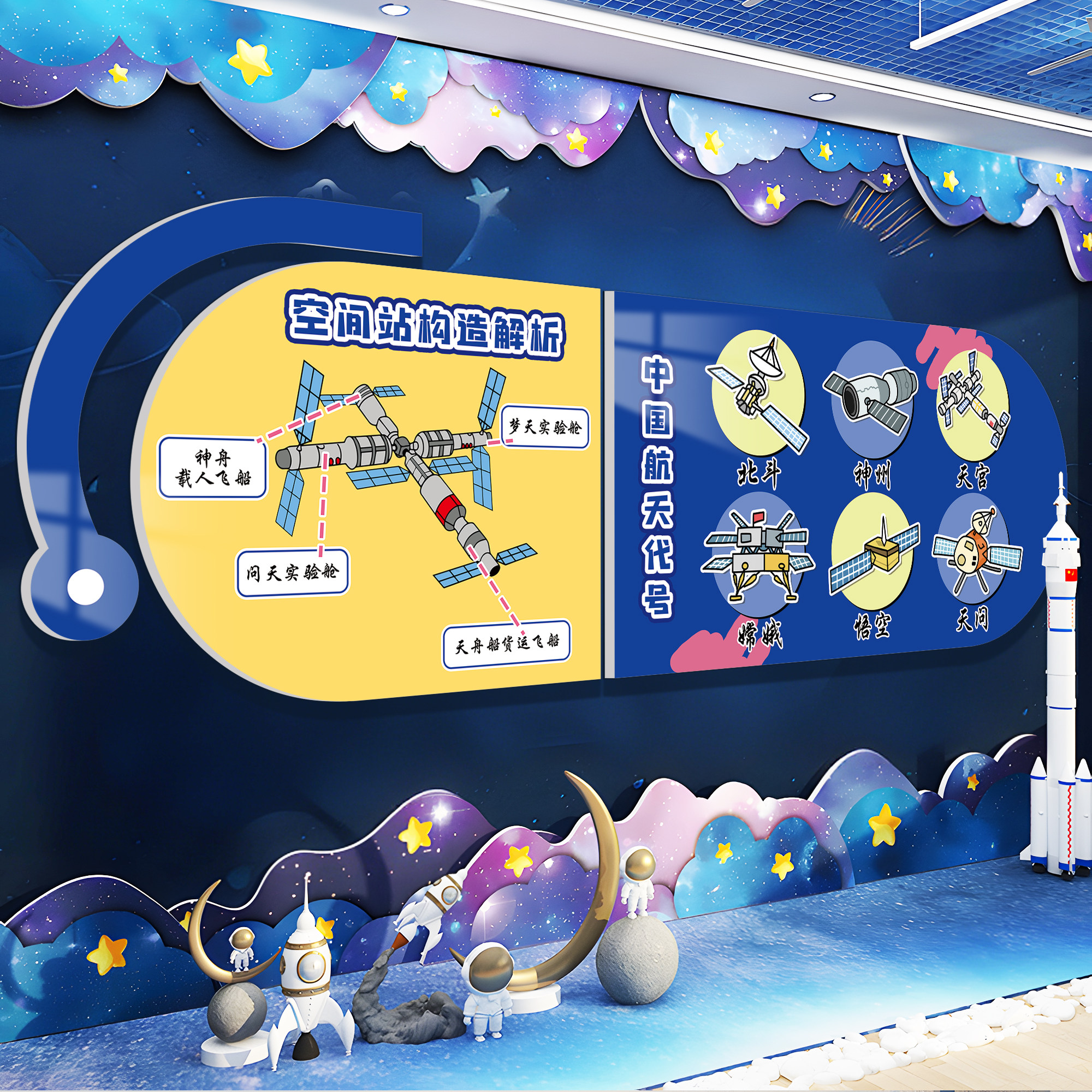 幼儿园墙面装饰航天太空主题环创材料成品文化走廊科技学教室布置,家居饰品,软装墙贴,淘宝优惠券,粉丝福利购,淘宝优惠卷